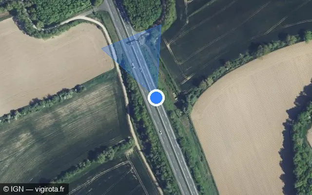Vue satellite de l'emplacement du radar discriminant à Marcoing sur A 26 / E 17 / Autoroute des Anglais