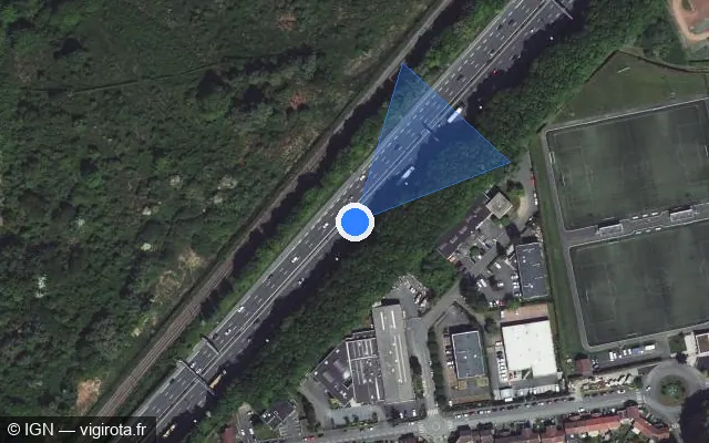 Vue satellite de l'emplacement du radar discriminant à Mons-en-Barœul sur N 356 / Voie Rapide Urbaine