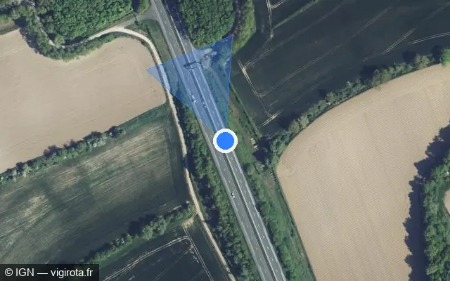 Vue satellite de l'emplacement du radar discriminant à Marcoing sur A 26 / E 17 / Autoroute des Anglais