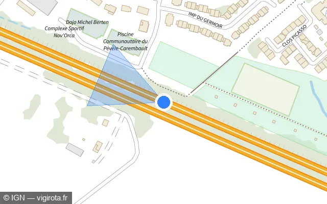 Vue plan de l'emplacement du radar discriminant à Orchies sur A 23