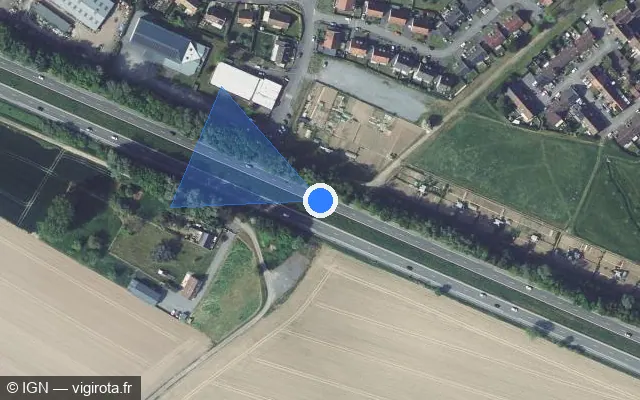 Vue satellite de l'emplacement du radar discriminant à Orchies sur A 23