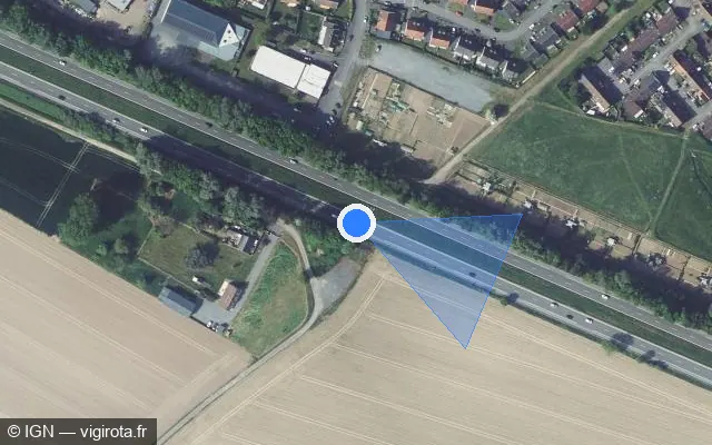 Vue satellite de l'emplacement du radar discriminant à Orchies sur A 23