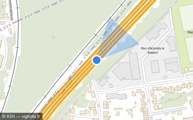 Vue plan de l'emplacement du radar discriminant à Mons-en-Barœul sur N 356 / Voie Rapide Urbaine