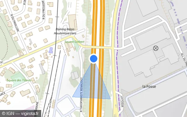 Vue plan de l'emplacement du radar discriminant à Houdemont sur A 330