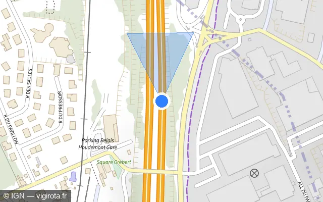 Vue plan de l'emplacement du radar discriminant à Houdemont sur A 330