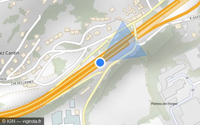 Vue plan de l'emplacement du radar discriminant à Saint-Jean-Bonnefonds sur N 88