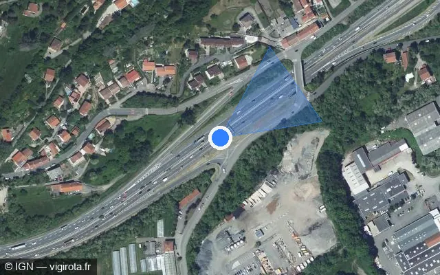 Vue satellite de l'emplacement du radar discriminant à Saint-Jean-Bonnefonds sur N 88