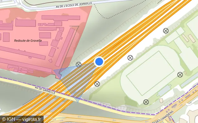 Vue plan de l'emplacement du radar discriminant à Joinville-le-Pont sur A 4 / E 50 / Autoroute de l’Est