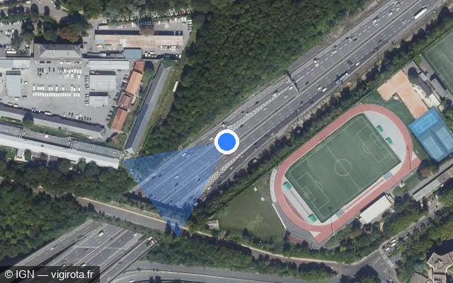 Vue satellite de l'emplacement du radar discriminant à Joinville-le-Pont sur A 4 / E 50 / Autoroute de l’Est