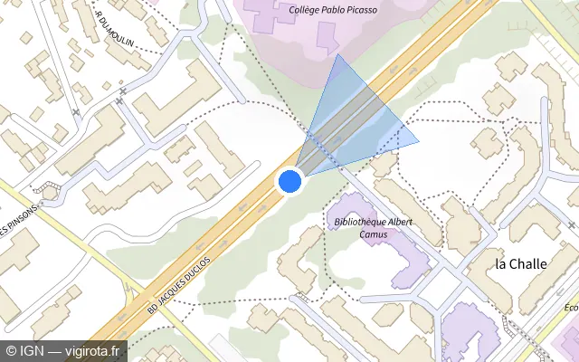 Vue plan de l'emplacement du radar discriminant à Éragny-sur-Oise sur Boulevard Jacques Duclos / N 184
