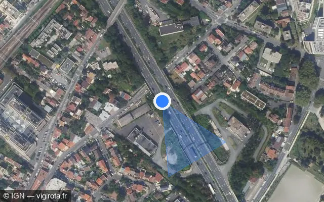 Vue satellite de l'emplacement du radar discriminant à Gentilly sur A 6a / E 05
