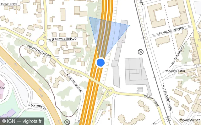 Vue plan de l'emplacement du radar discriminant à Bourg-lès-Valence sur A 7 / E 15 / Autoroute du Soleil
