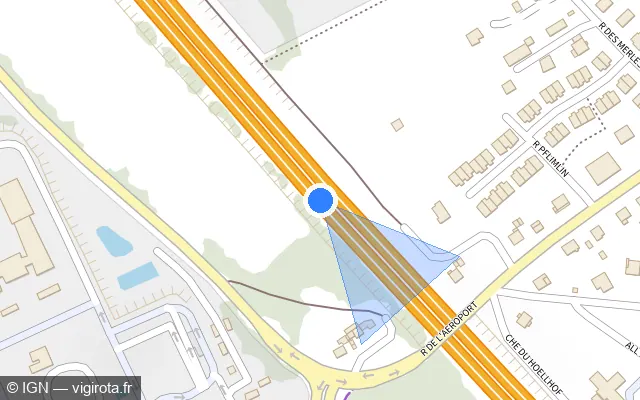 Vue plan de l'emplacement du radar discriminant à Saint-Louis sur A 35 / E 25 / E 60 / Autoroute des Cigognes