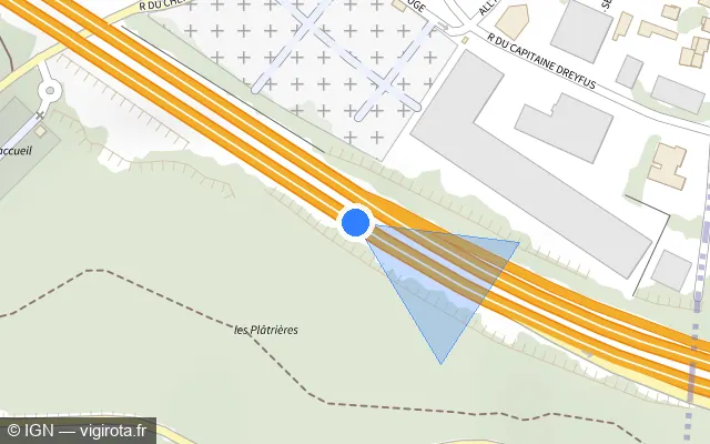 Vue plan de l'emplacement du radar discriminant à Sannois sur A 15