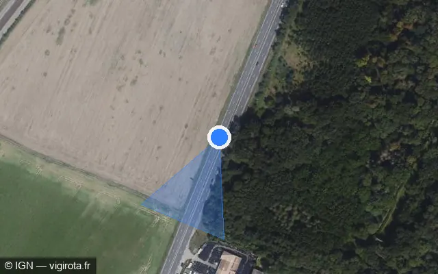 Vue satellite de l'emplacement du radar discriminant à Brières-les-Scellés sur Route Nationale de Paris à Toulouse / N 20
