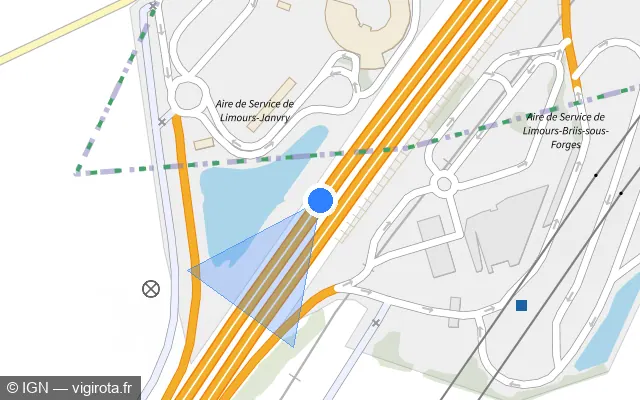 Vue plan de l'emplacement du radar discriminant à Briis-sous-Forges sur A 10 / E 05 / E 50 / L'Aquitaine