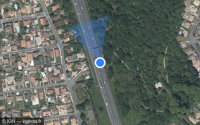 Vue satellite de l'emplacement du radar discriminant à Villenave-d'Ornon sur A 62 / E 72 / Autoroute des Deux Mers