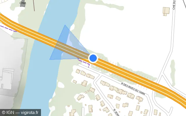 Vue plan de l'emplacement du radar discriminant à Lescure-d'Albigeois sur N 88 / Rocade d'Albi