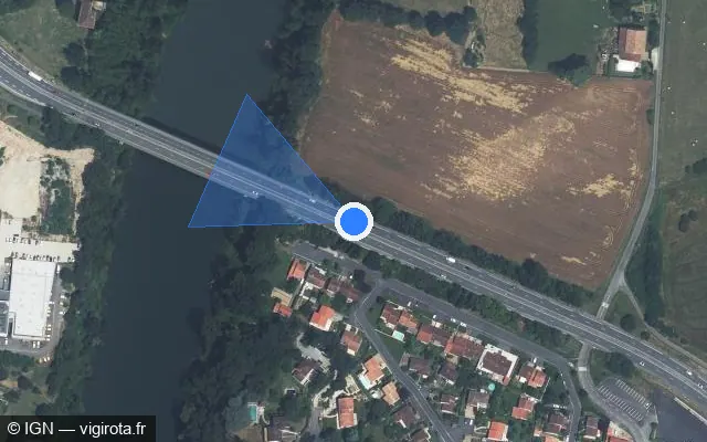 Vue satellite de l'emplacement du radar discriminant à Lescure-d'Albigeois sur N 88 / Rocade d'Albi