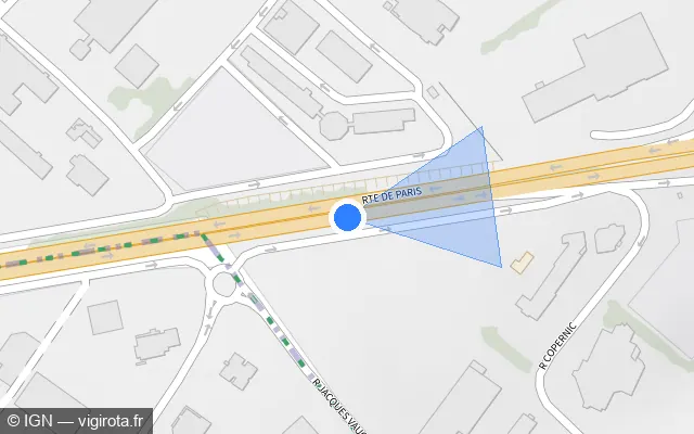 Vue plan de l'emplacement du radar discriminant à Chauray sur D 611 / Route de Paris