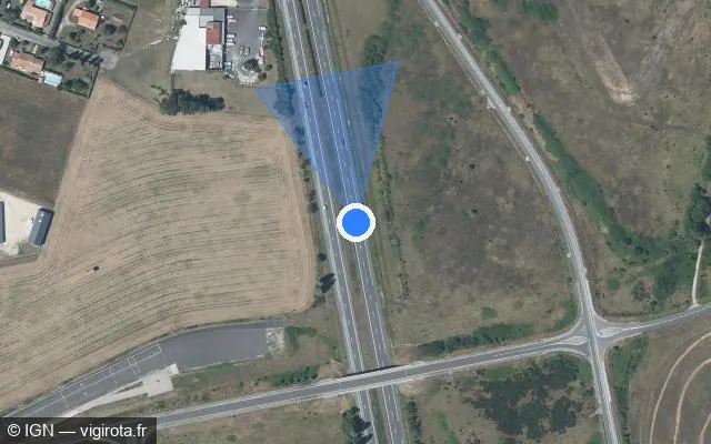 Vue satellite de l'emplacement du radar discriminant à Maine-de-Boixe sur N 10