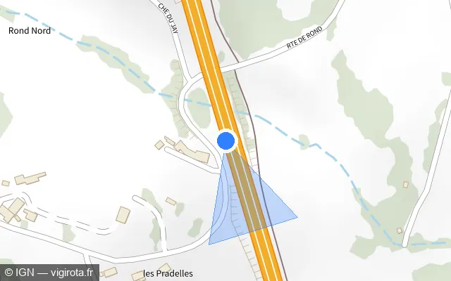 Vue plan de l'emplacement du radar discriminant à Donzenac sur A 20 / E 09 / E 70 / L'Occitane