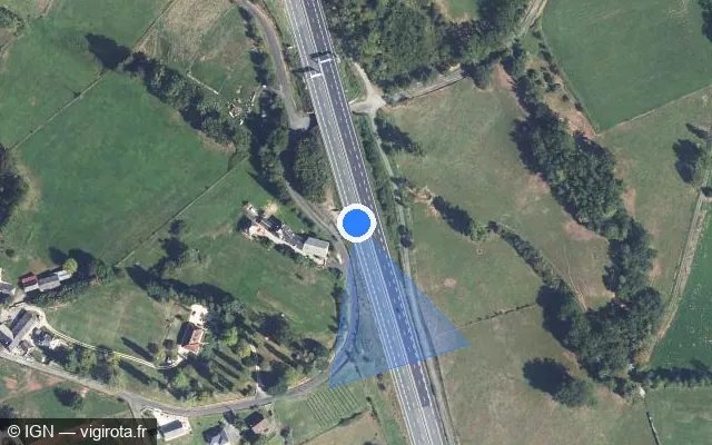 Vue satellite de l'emplacement du radar discriminant à Donzenac sur A 20 / E 09 / E 70 / L'Occitane