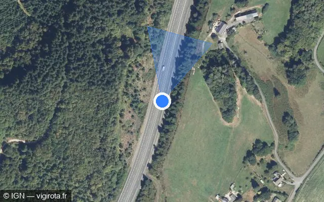 Vue satellite de l'emplacement du radar discriminant à Égletons sur A 89 / E 70 / La Transeuropéenne