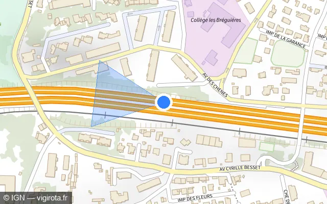 Vue plan de l'emplacement du radar discriminant à Cagnes-sur-Mer sur A 8 / E 80 / La Provençale