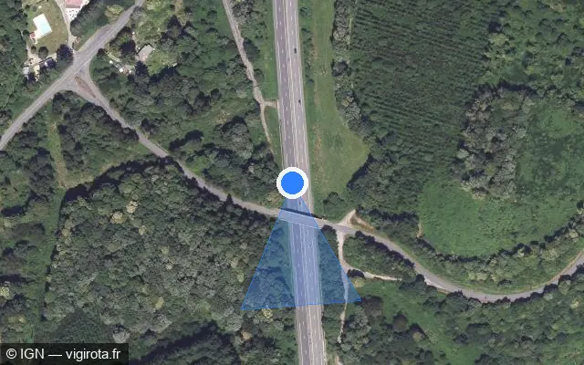 Vue satellite de l'emplacement du radar discriminant à Saint-Sylvestre sur A 20 / E 09 / L'Occitane