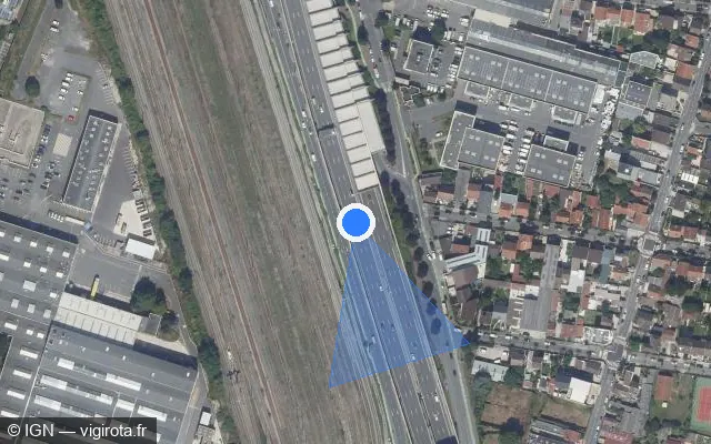 Vue satellite de l'emplacement du radar discriminant à Drancy sur A 86