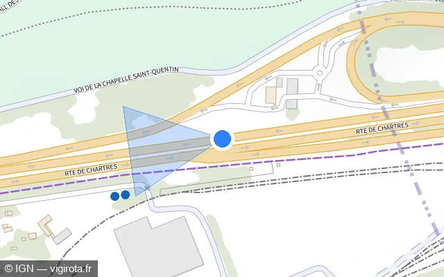 Vue plan de l'emplacement du radar discriminant à Montigny-le-Bretonneux sur N 10