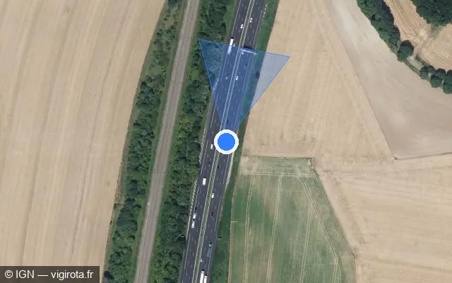 Vue satellite de l'emplacement du radar discriminant à Hem-Monacu sur A 1 / E 15 / E 19 / Autoroute du Nord