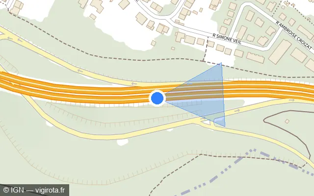 Vue plan de l'emplacement du radar discriminant à Serémange-Erzange sur A 30 / E 411 / Autoroute de la Vallée de la Fensch
