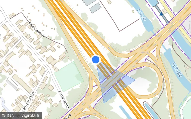 Vue plan de l'emplacement du radar discriminant à Cormontreuil sur A 344 / Voie Jean Taittinger