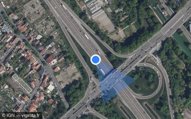 Vue satellite de l'emplacement du radar discriminant à Cormontreuil sur A 344 / Voie Jean Taittinger