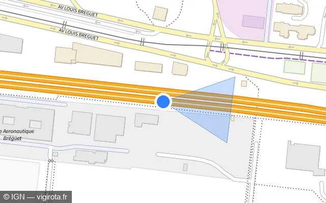 Vue plan de l'emplacement du radar discriminant à Vélizy-Villacoublay sur A 86