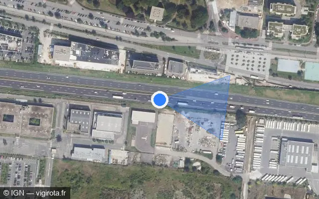 Vue satellite de l'emplacement du radar discriminant à Vélizy-Villacoublay sur A 86