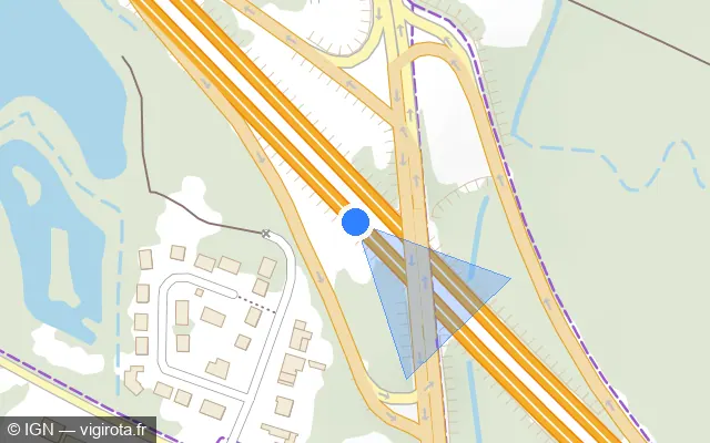 Vue plan de l'emplacement du radar discriminant à Hasnon sur A 23