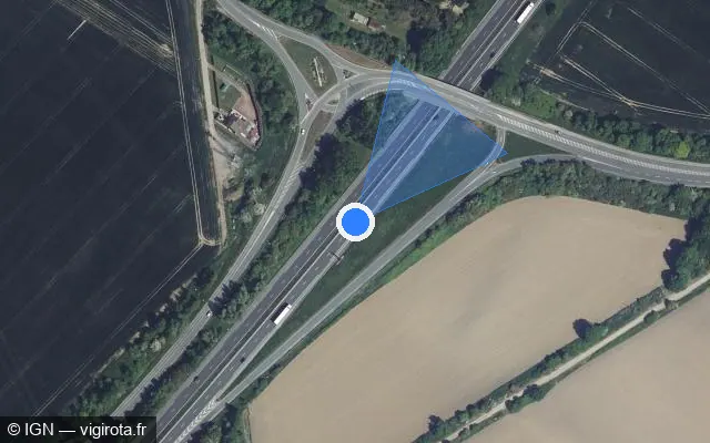 Vue satellite de l'emplacement du radar discriminant à Neuville-sur-Escaut sur A 2 / E 19