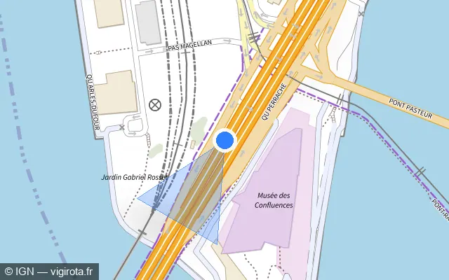 Vue plan de l'emplacement du radar discriminant à La Mulatière sur M 7 / Autoroute du Soleil