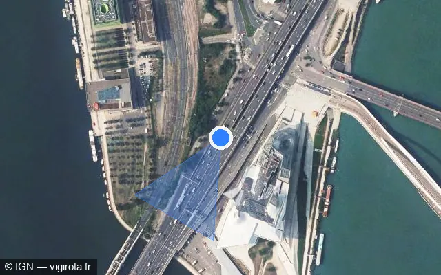 Vue satellite de l'emplacement du radar discriminant à La Mulatière sur M 7 / Autoroute du Soleil
