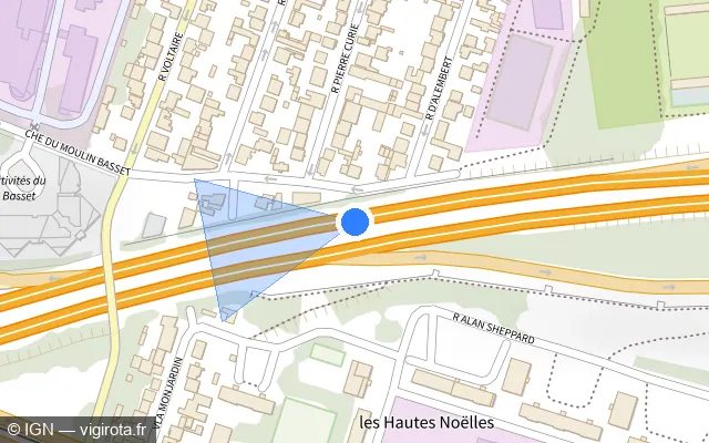 Vue plan de l'emplacement du radar discriminant à Saint-Denis sur A 1 / E 19 / Autoroute du Nord