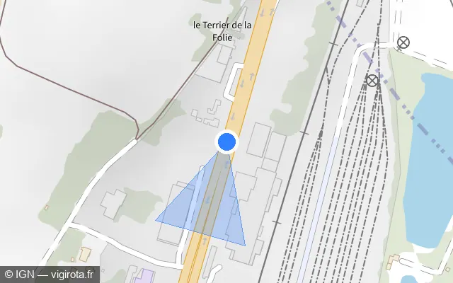 Vue plan de l'emplacement du radar fixe à Chasseneuil-du-Poitou sur Avenue de Châtellerault / D 910