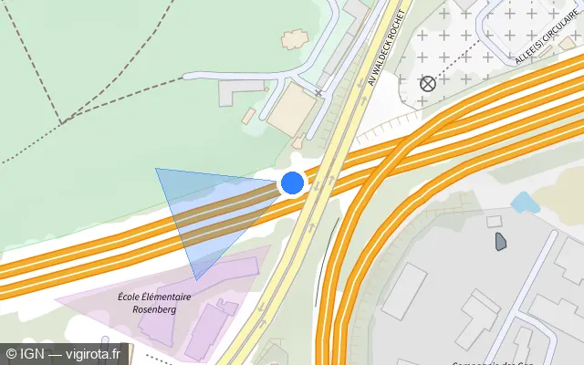 Vue plan de l'emplacement du radar discriminant à La Courneuve sur A 1 / E 19 / Autoroute du Nord