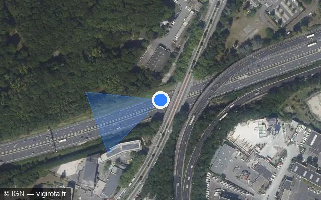 Vue satellite de l'emplacement du radar discriminant à La Courneuve sur A 1 / E 19 / Autoroute du Nord