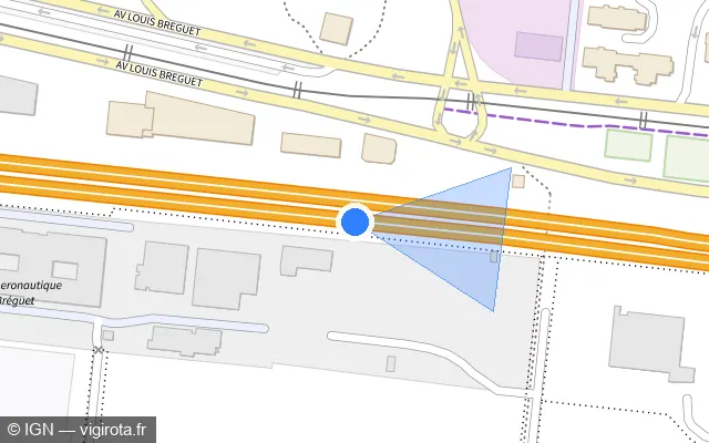 Vue plan de l'emplacement du radar discriminant à Vélizy-Villacoublay sur A 86