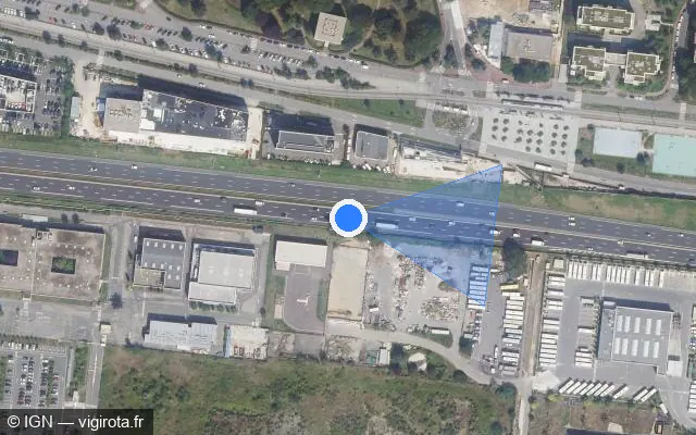 Vue satellite de l'emplacement du radar discriminant à Vélizy-Villacoublay sur A 86