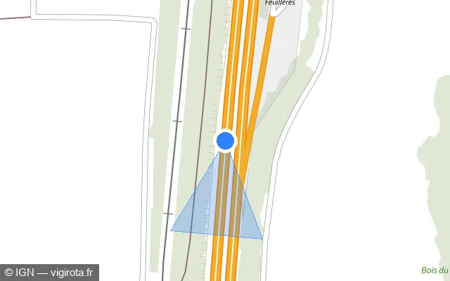 Vue plan de l'emplacement du radar discriminant à Feuillères sur A 1 / E 15 / E 19 / Autoroute du Nord