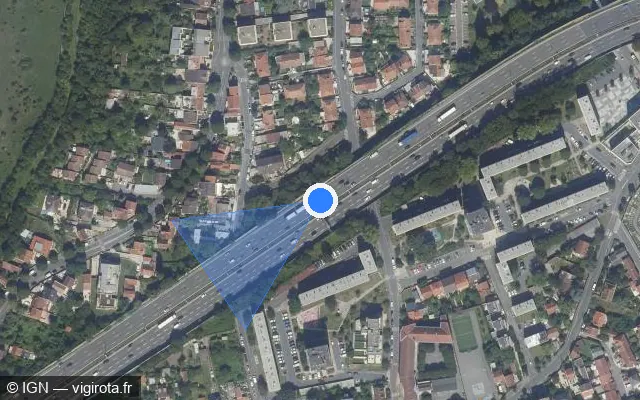 Vue satellite de l'emplacement du radar discriminant à Noisy-le-Sec sur A 3 / E 15